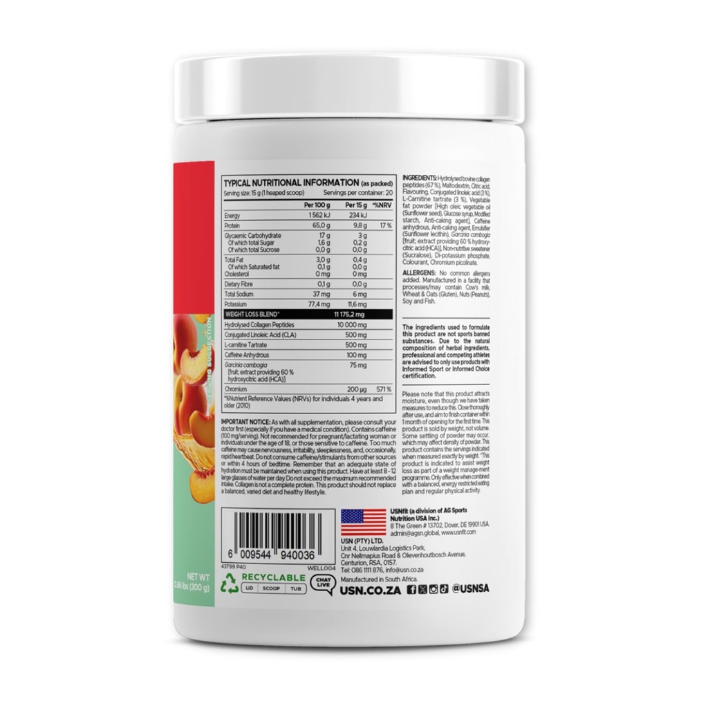 USN WEIGHT LOSS COLLAGEN FROSTED NECTARINE 300G (4)