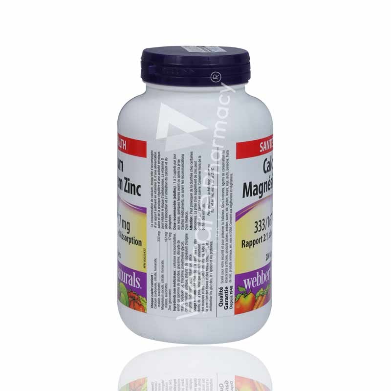 WEBBER NATURALS CALCIUM MAGNESIUM ZINC CAPLETS 200'S (2)