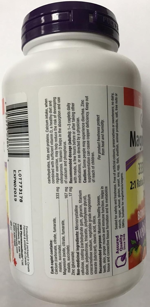 WEBBER NATURALS CALCIUM MAGNESIUM ZINC CAPLETS 200'S (3)