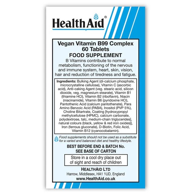 HEALTH AID VITAMIN B99 1*60'S (2)