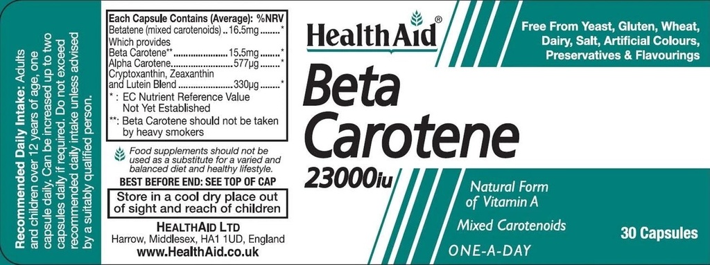 HEALTH AID BETACAROTENE 30'S (2)