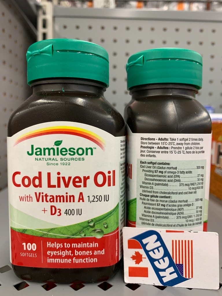 JAMIESON COD LIVER OIL+VIT A+D3 SOFTGELS 100`S (3)