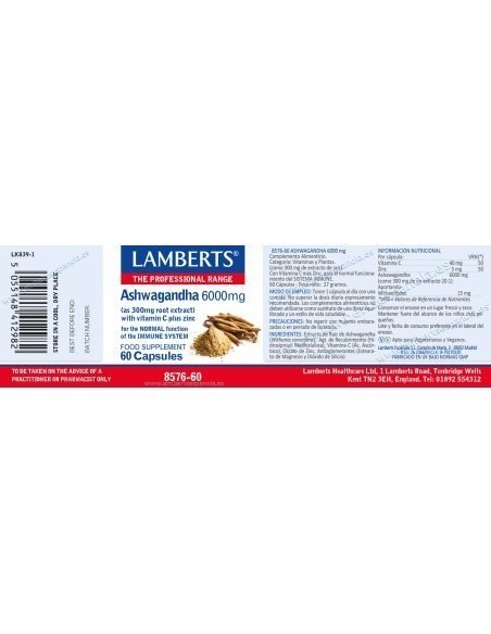 LAMBERTS ASHWAGANDHA 6000MG CAPS 60'S (4)