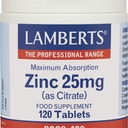LAMBERTS ZINC CITRATE 25MG TABS 120'S (3)