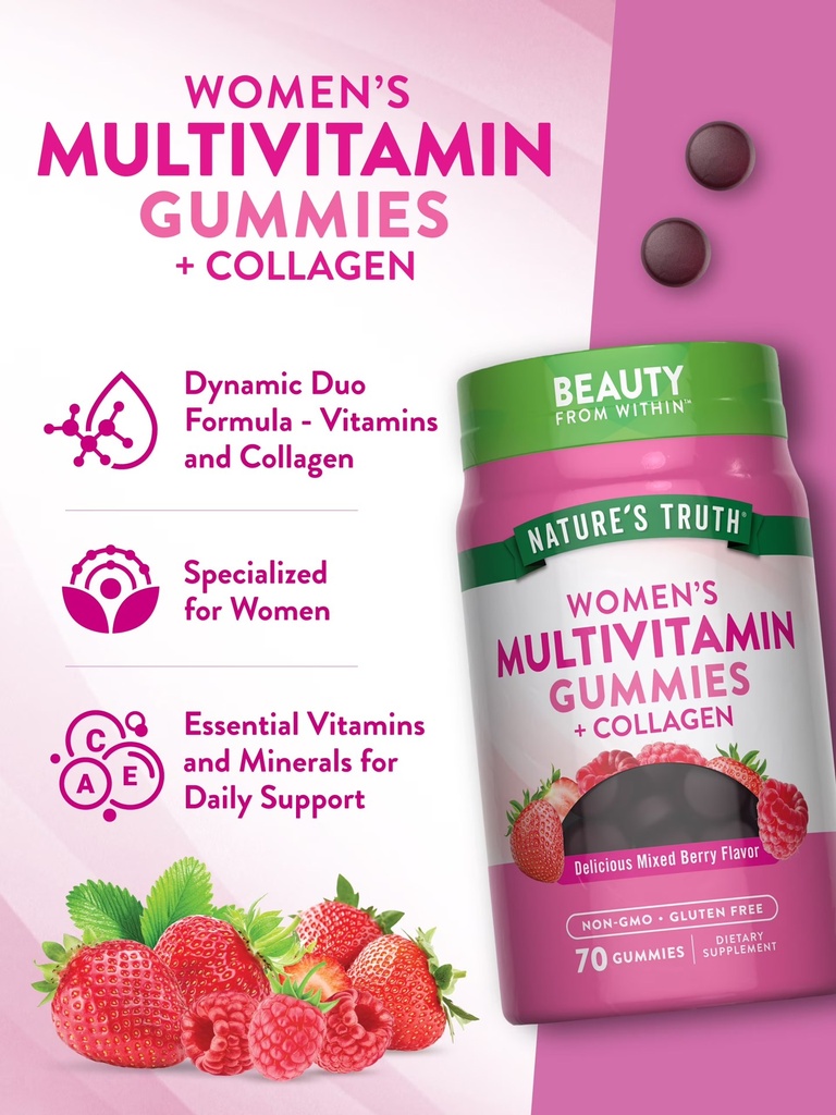 NATURE'S TRUTH WOMEN'S MULTIVITAMIN GUMMIES+COLLAGEN GUMMIES 70'S (2)