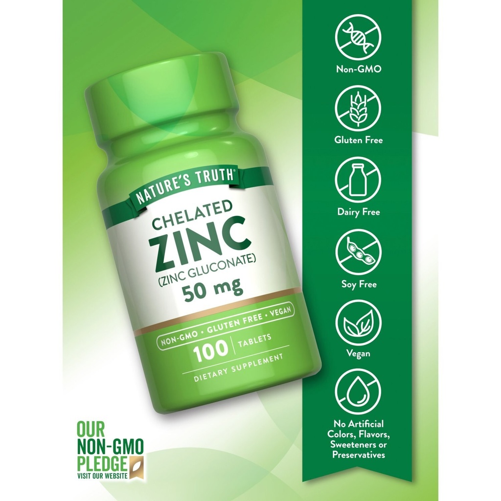 NATURE'S TRUTH ZINC GLUCONATE 50MG 100'S TABS (2)