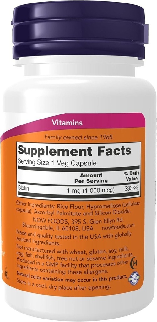 NOW BIOTIN 1000MCG CAPS 100'S (3)