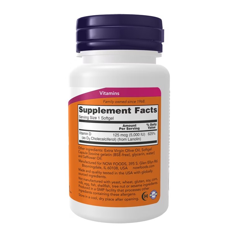 NOW VITAMIN D3 5000I.U 120'S (3)