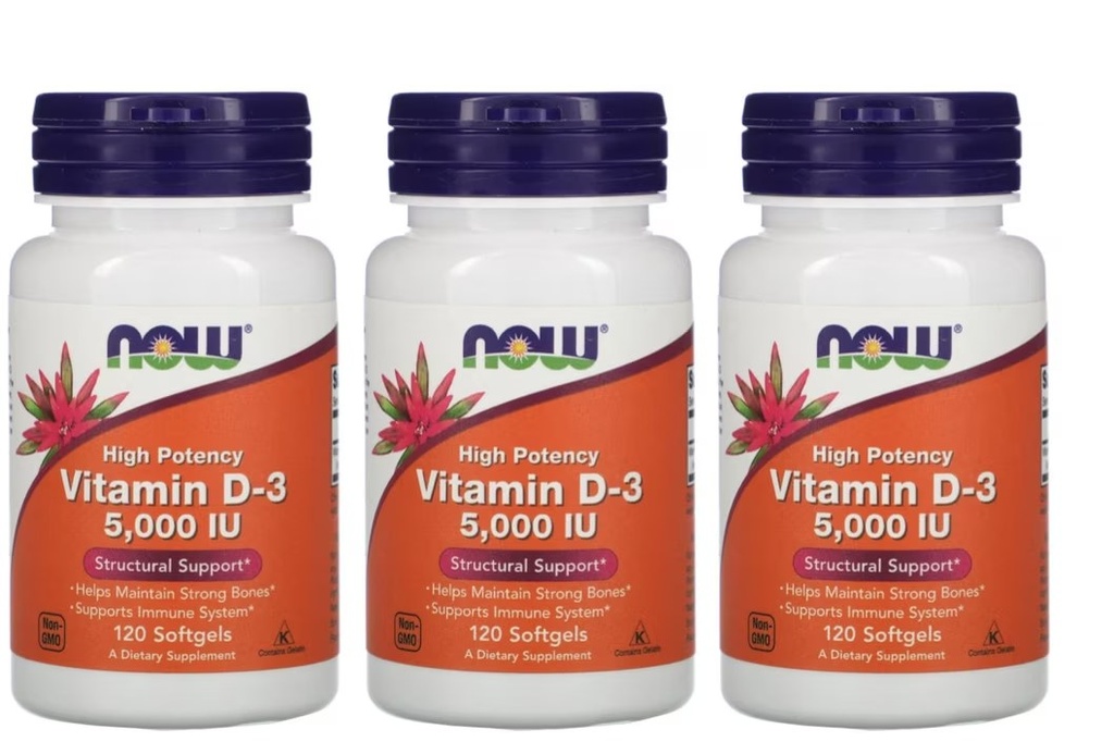 NOW VITAMIN D3 5000I.U 120'S (4)