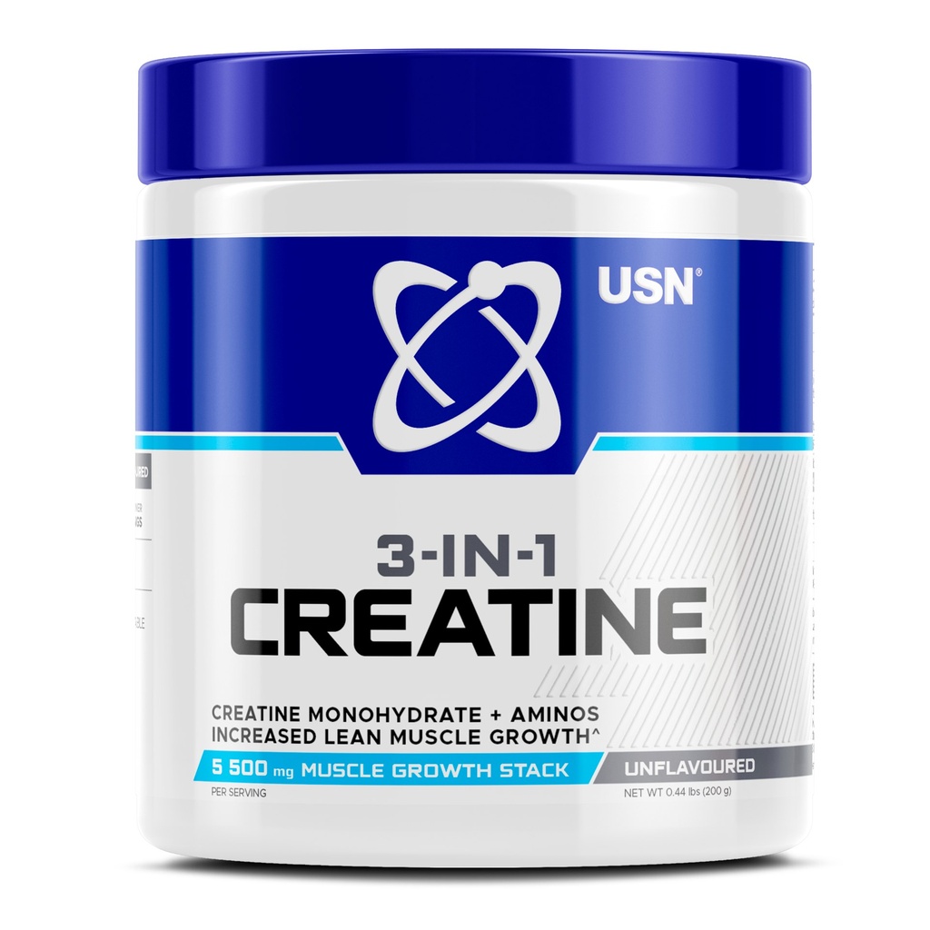 USN 3 IN 1 CREATINE MONOHYDRATE & AMINOS 200G UNFLAVOURED (4)