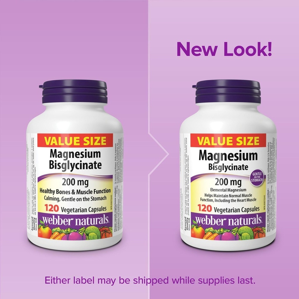 WEBBER NATURALS MAG. BISGLYCINATE 200MG VEG CAPS 120'S (2)