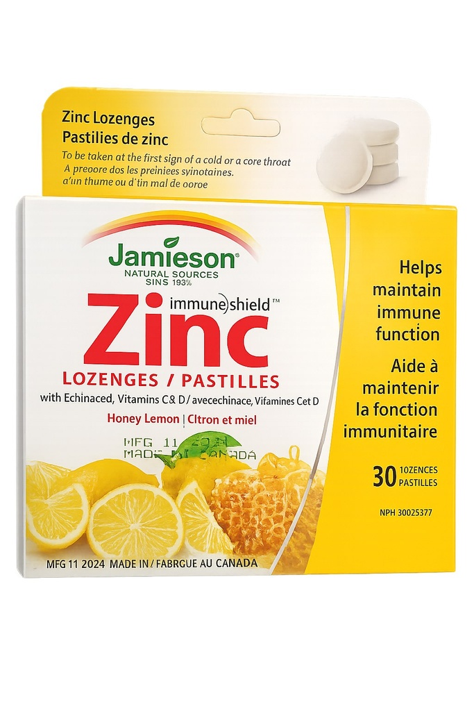 JAMIESON ZINC LOZENGES HONEY LEMON 30'S (3)