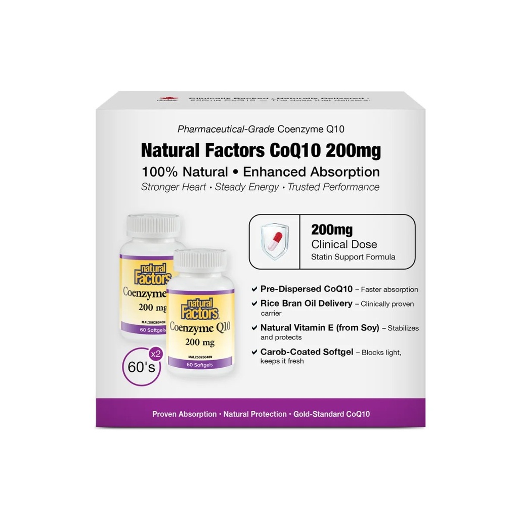 NATURAL FACTORS COQ10 200MG SG 60'S (3)
