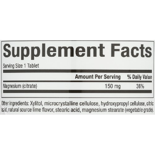 NATURAL FACTORS MAG. CITRATE 150MG, KEY LIME CHEWABLE TABS 60'S (2)