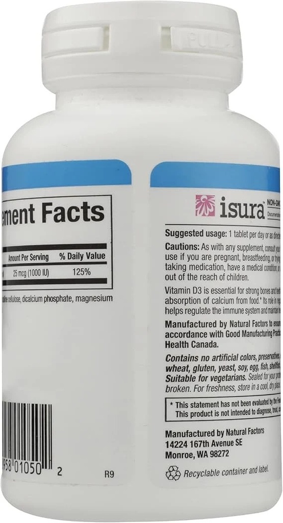NATURAL FACTORS VIT D3 1000IU TAB 90 (4)