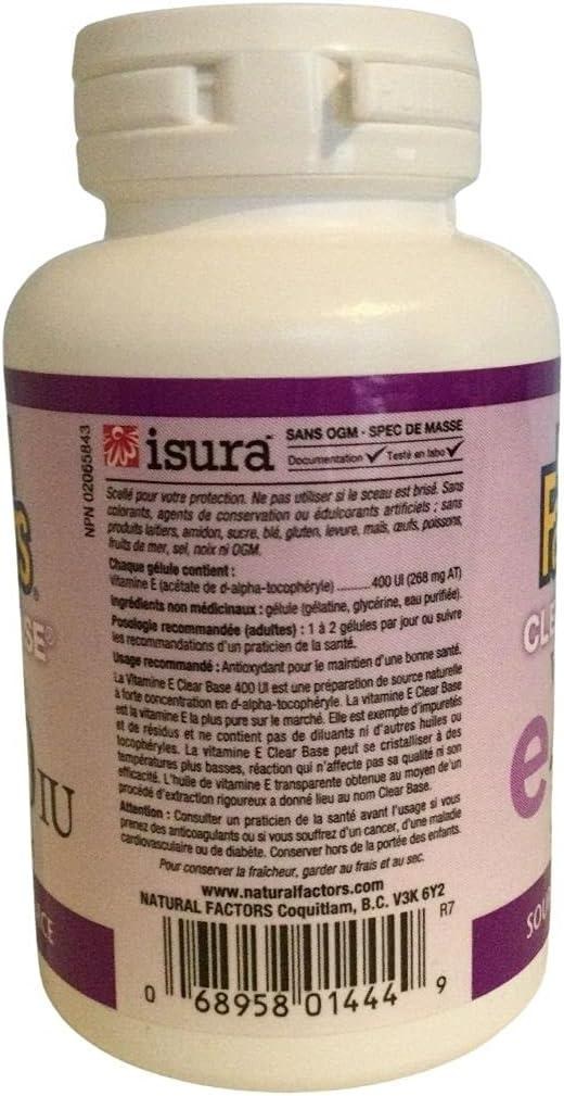 NATURAL FACTORS VIT E 400IU CLEAR BASE SG 90 (2)