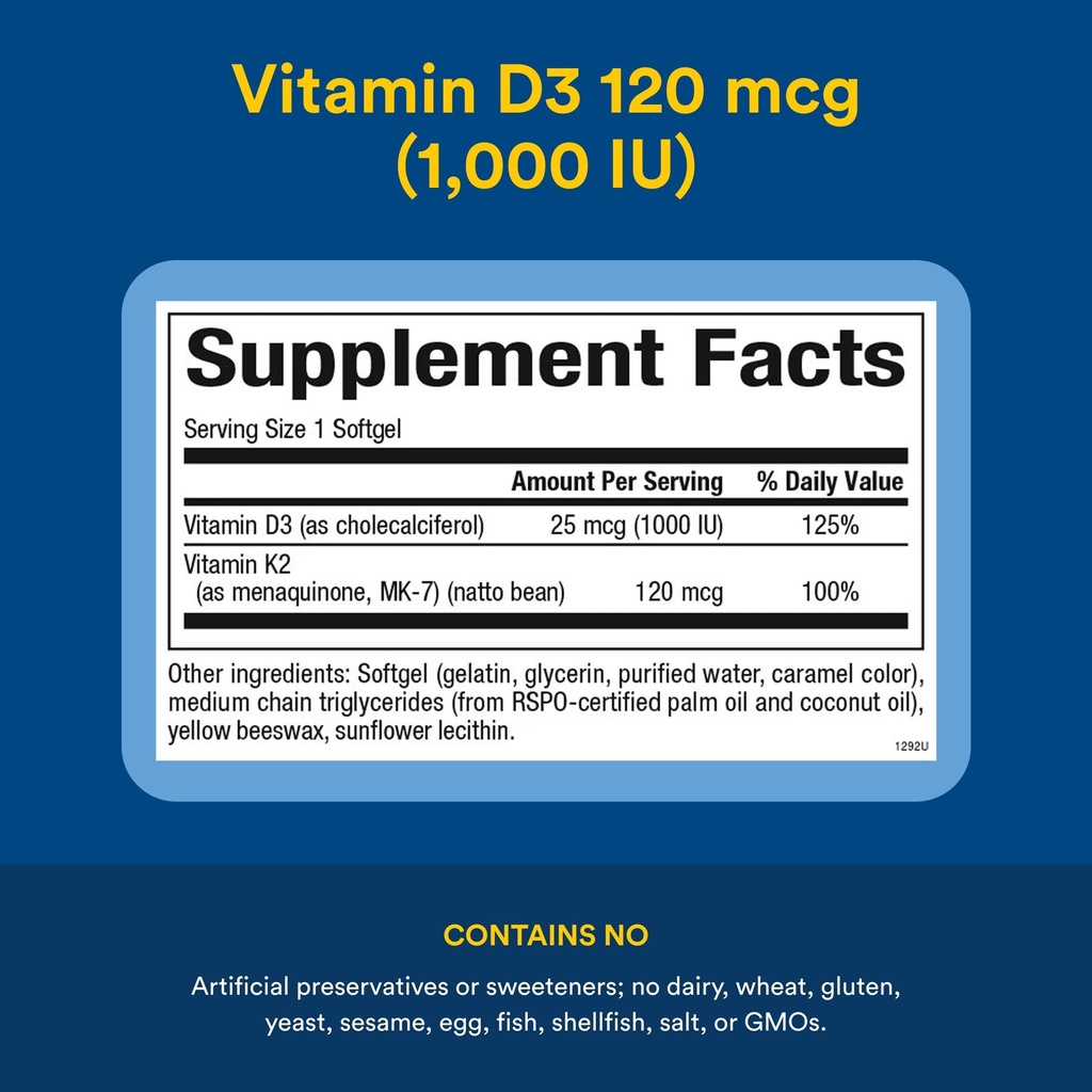 NATURAL FACTORS VITAMIN K+D 120MCG/1000 IU Sg60 (3)