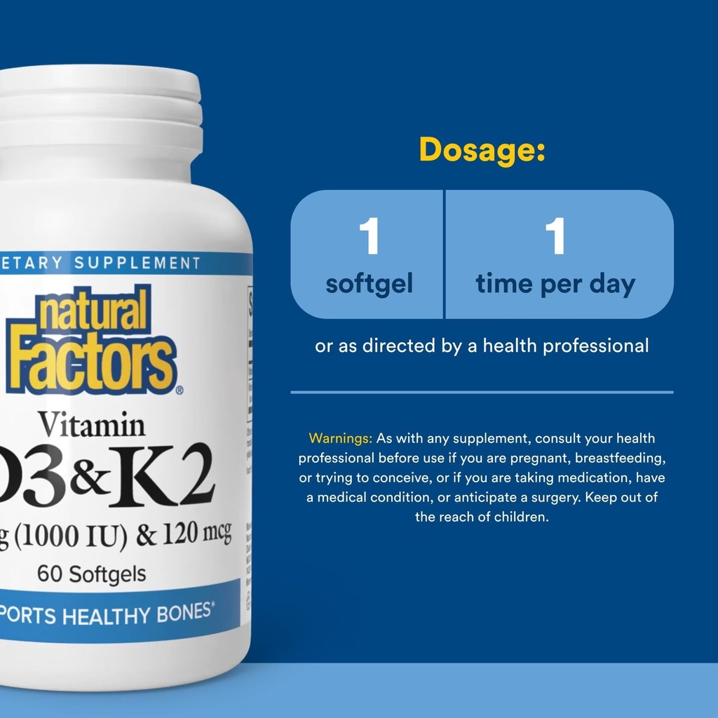 NATURAL FACTORS VITAMIN K+D 120MCG/1000 IU Sg60 (4)