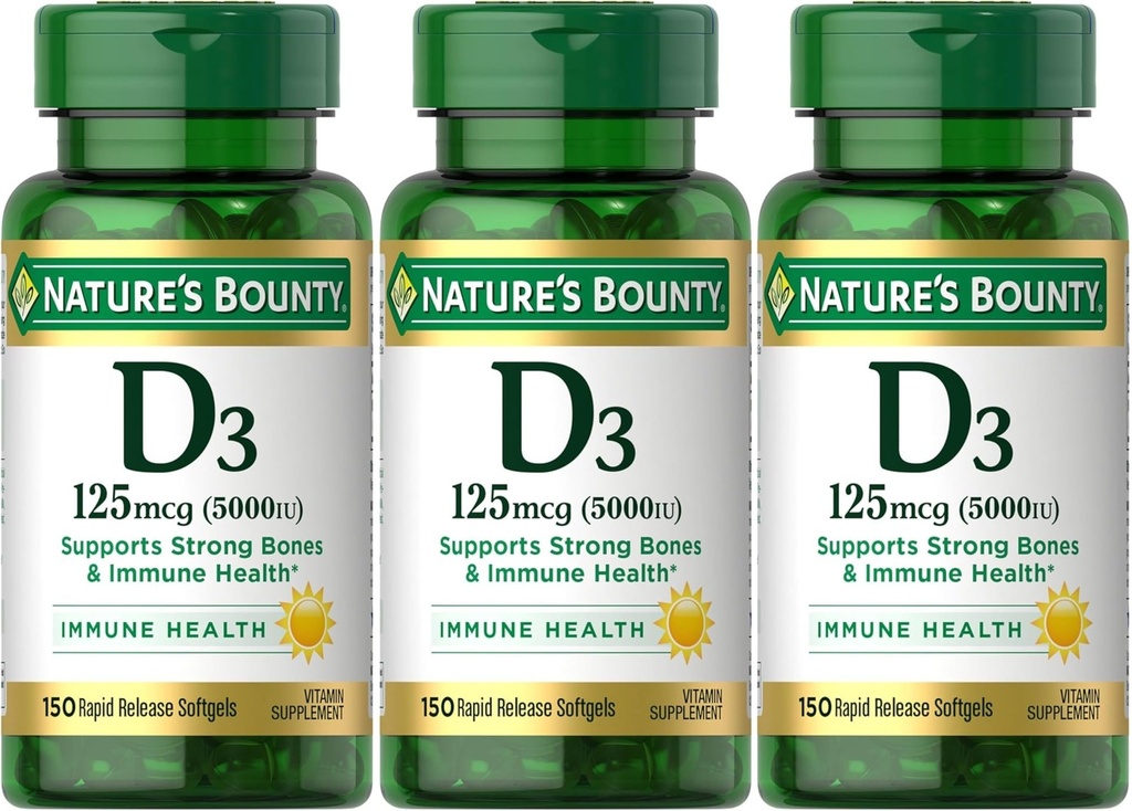 NATURE'S BOUNTY D3 125MCG (5000IU) R.RELEASE 150'S (3)
