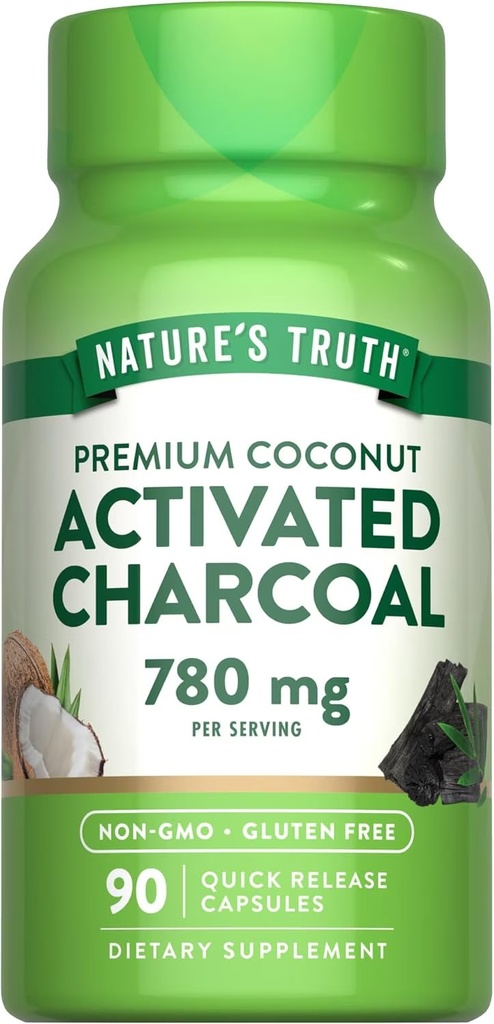 NATURE'S TRUTH ACTIVATED CHARCOAL 780MG CAPS 90'S (3)