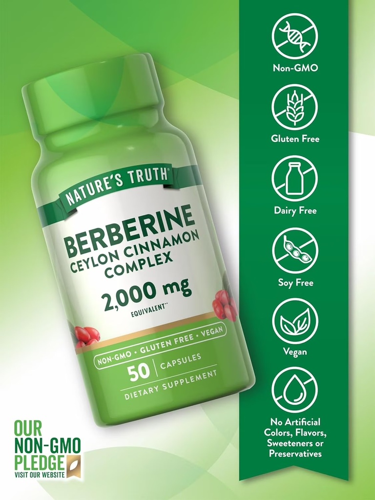 NATURE'S TRUTH BERBERINE CEYLON CINNAMON COMPLEX 2000MG CAPS 50'S (2)