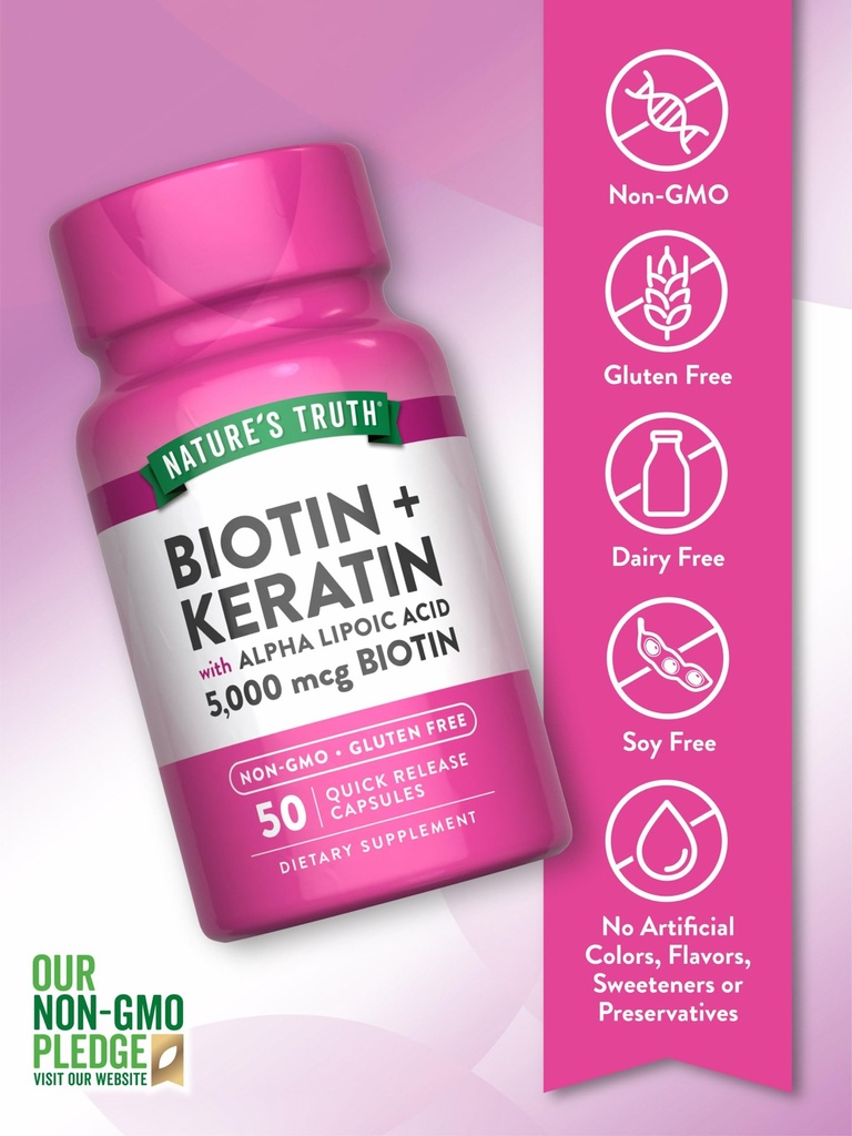 NATURE'S TRUTH BIOTIN+KERATIN -50'S (2)