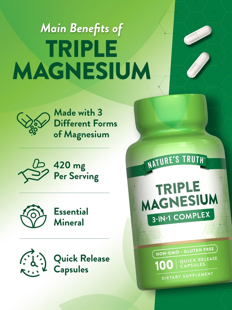 NATURE'S TRUTH TRIPLE MAGNESIUM COMPLEX 420MG -100'S (2)
