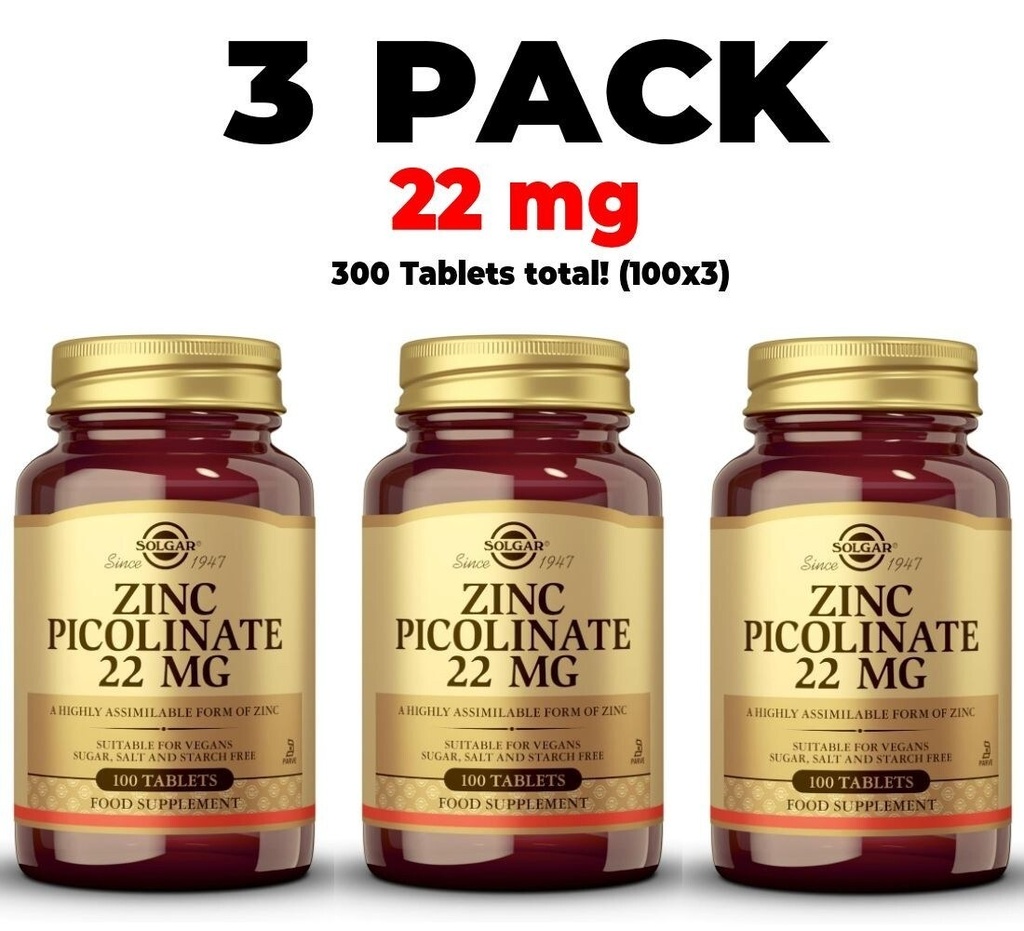 SOLGAR ZINC PICOLINATE TABS 100S (3)
