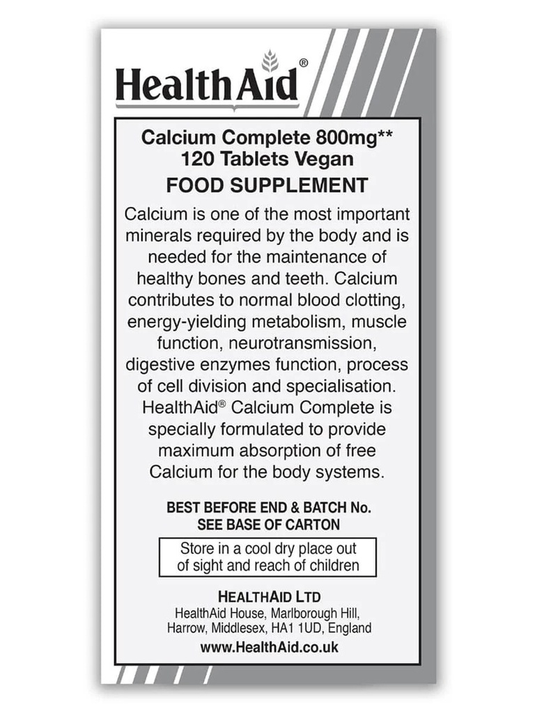 [JPR-0073] HEALTH AID CALCIUM COMPLETE 800MG 120'S