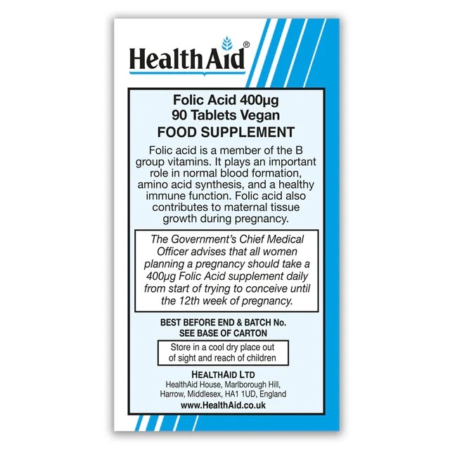[JPR-0083] HEALTH AID FOLIC ACID 400UG 90'S