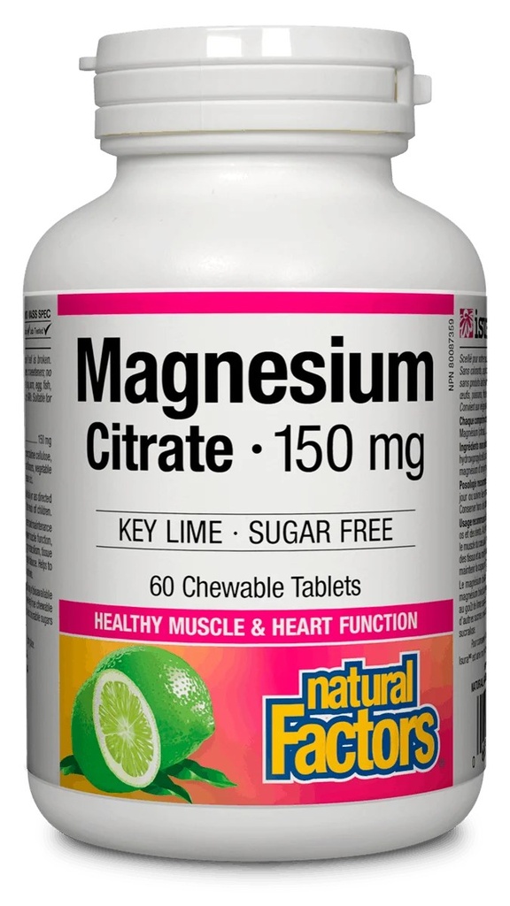 [JPR-0277] NATURAL FACTORS MAG. CITRATE 150MG, KEY LIME CHEWABLE TABS 60'S