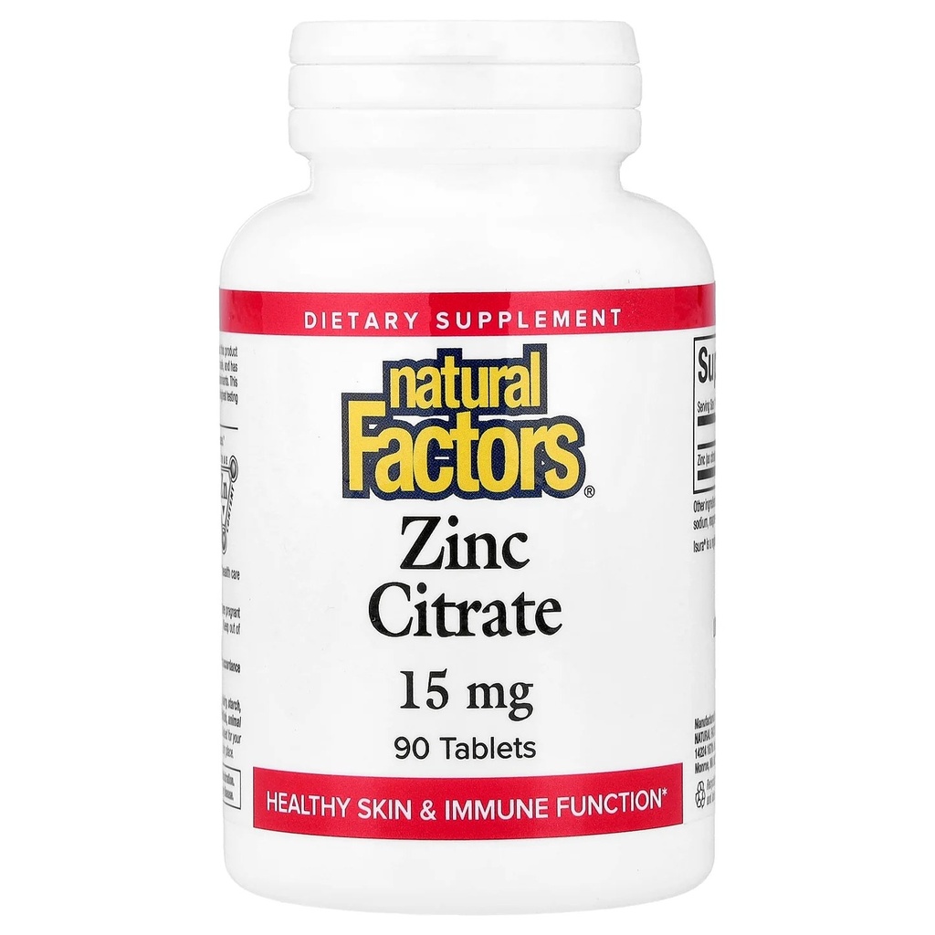 [JPR-0308] NATURAL FACTORS ZINC CIT 15MG TAB 90'S