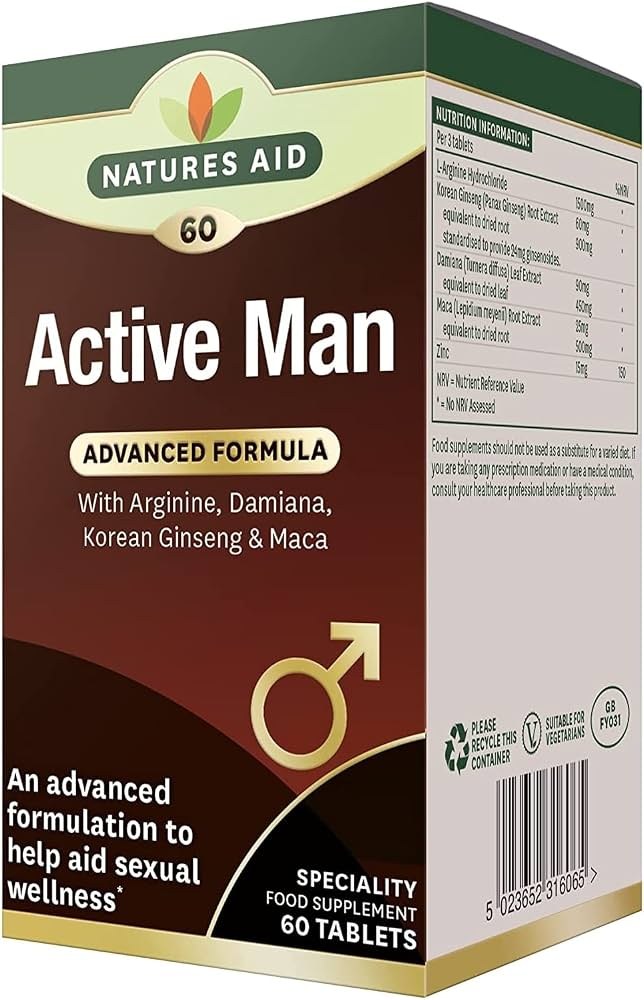 [JPR-0310] NATURE'S AID ACTIVE MAN W/ARGININE,KOREAN GIN & MACA (VEGAN)60'S