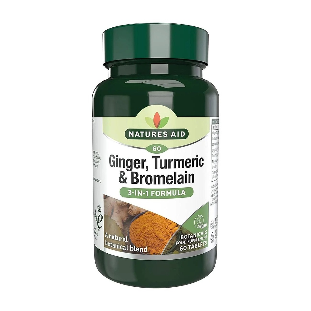 [JPR-0327] NATURE'S AID GINGER,TURMERIC AND BROMELAIN(VEGAN) -60'S