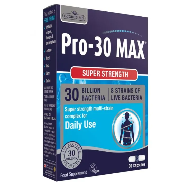 [JPR-0350] NATURE'S AID PRO-30 MAX (30 BILLION 8 STRAIN LIVE CULTURE BACTERIA ) VEGAN-30'S
