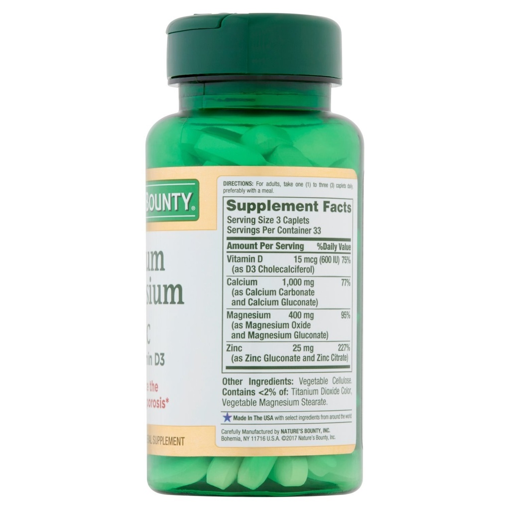 [JPR-0375] NATURE'S BOUNTY CAL MAG ZINC COATED CAPLETS 100'S