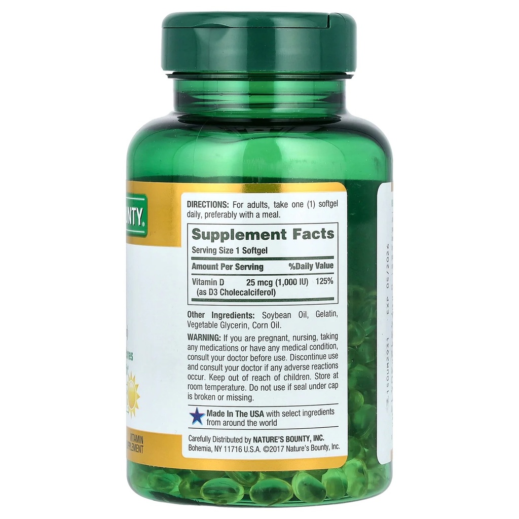 [JPR-0379] NATURE'S BOUNTY D3 25MCG (1000IU) R.RELEASE 120'S