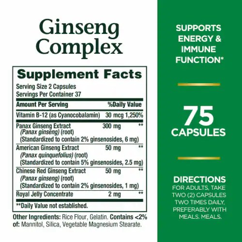[JPR-0382] NATURE'S BOUNTY GINSENG COMPLEX CAPS 75'S