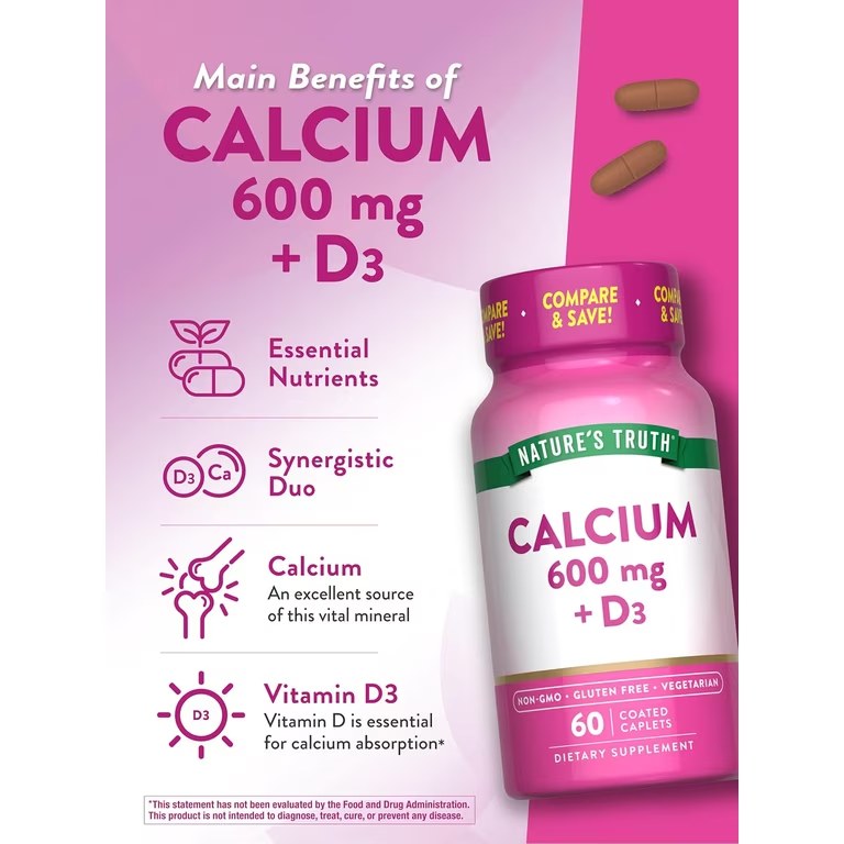 [JPR-0429] NATURE'S TRUTH CALCIUM 600MG+D3 COATED CAPS 60'S