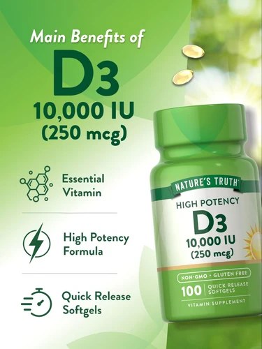 [JPR-0433] NATURE'S TRUTH D3 10,000IU 250MCG -100'S SOFTGELS