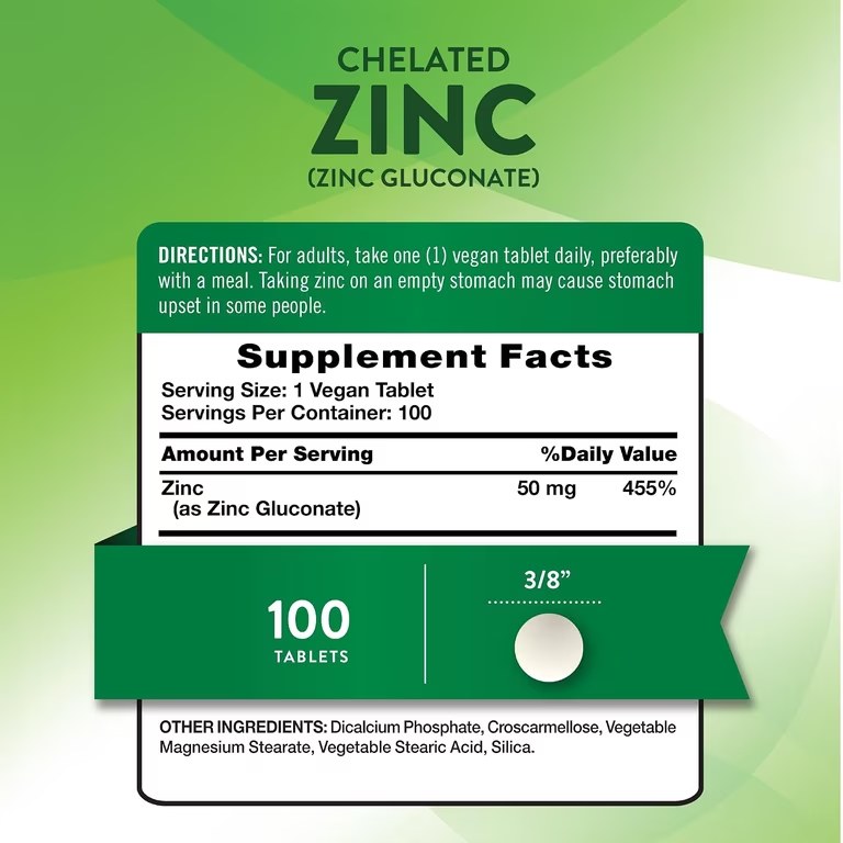 [JPR-0460] NATURE'S TRUTH ZINC GLUCONATE 50MG 100'S TABS