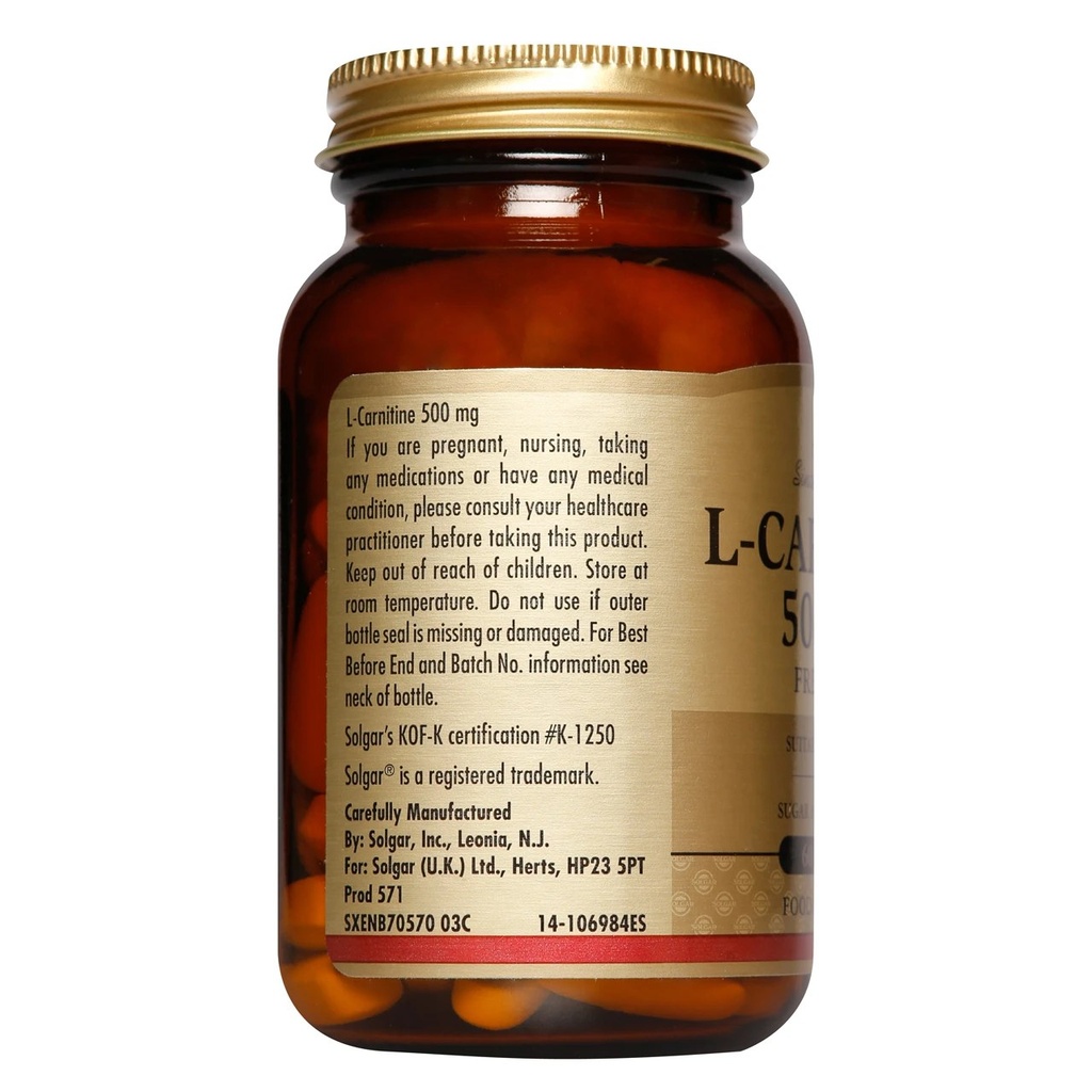 [JPR-0683] SOLGAR  L CARNITINE 500MG TABS 60'S