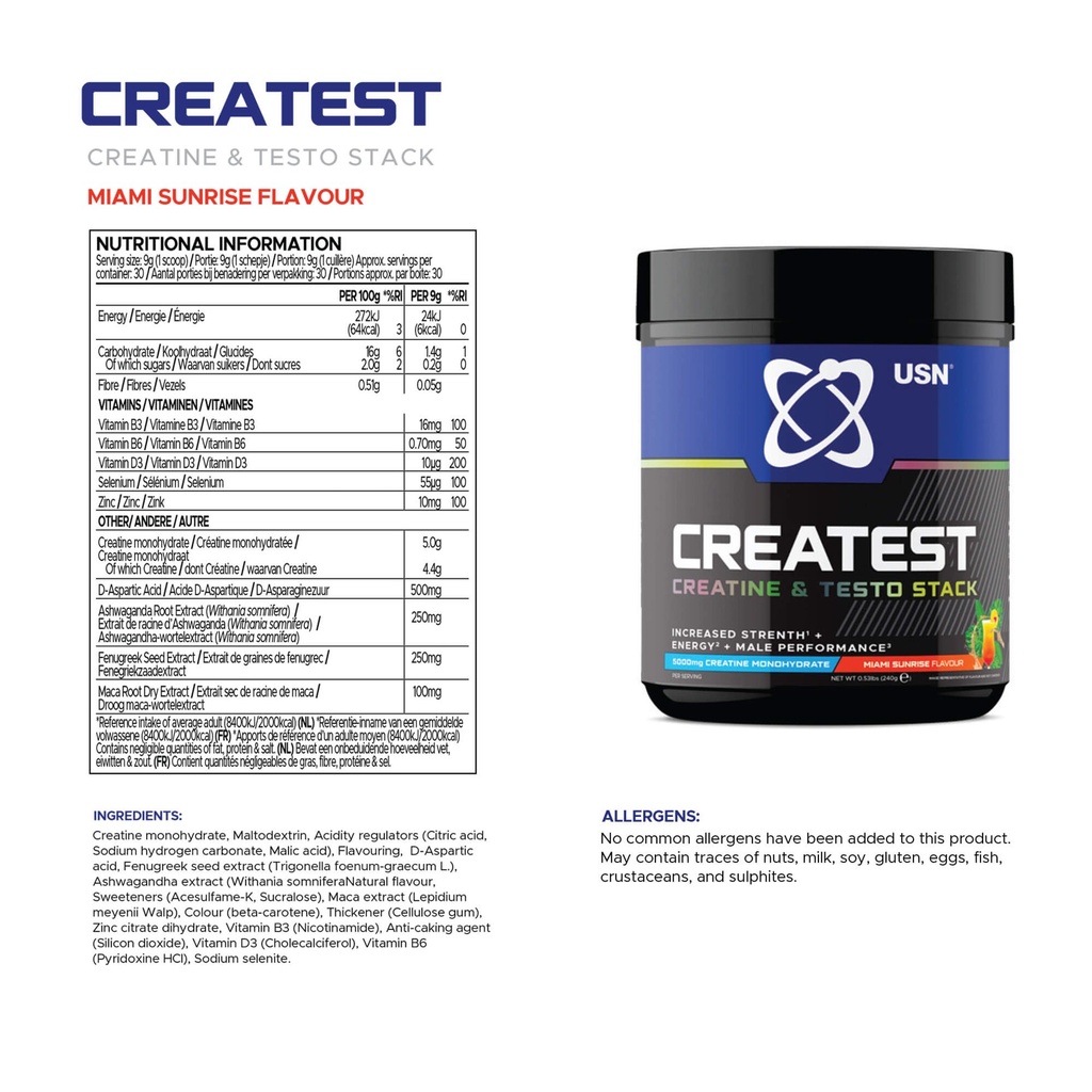 [JPR-0740] USN CREA TEST (CREATINE&TESTO STACK) MIAMI SUNRISE 375G
