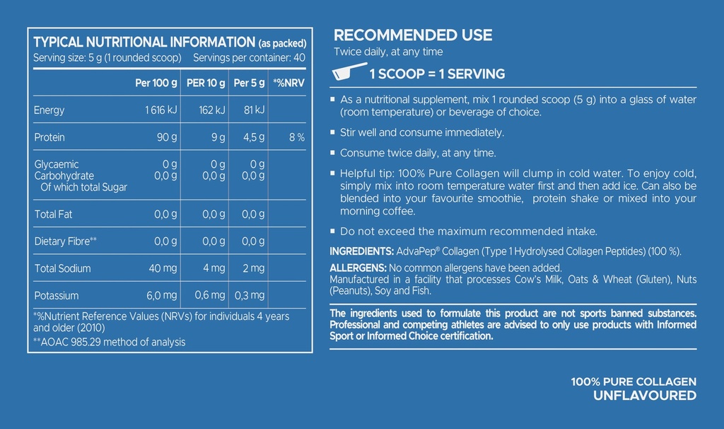 [JPR-0826] USN WELLNESS 100% PURE COLLAGEN UNFLAVOURED 200G
