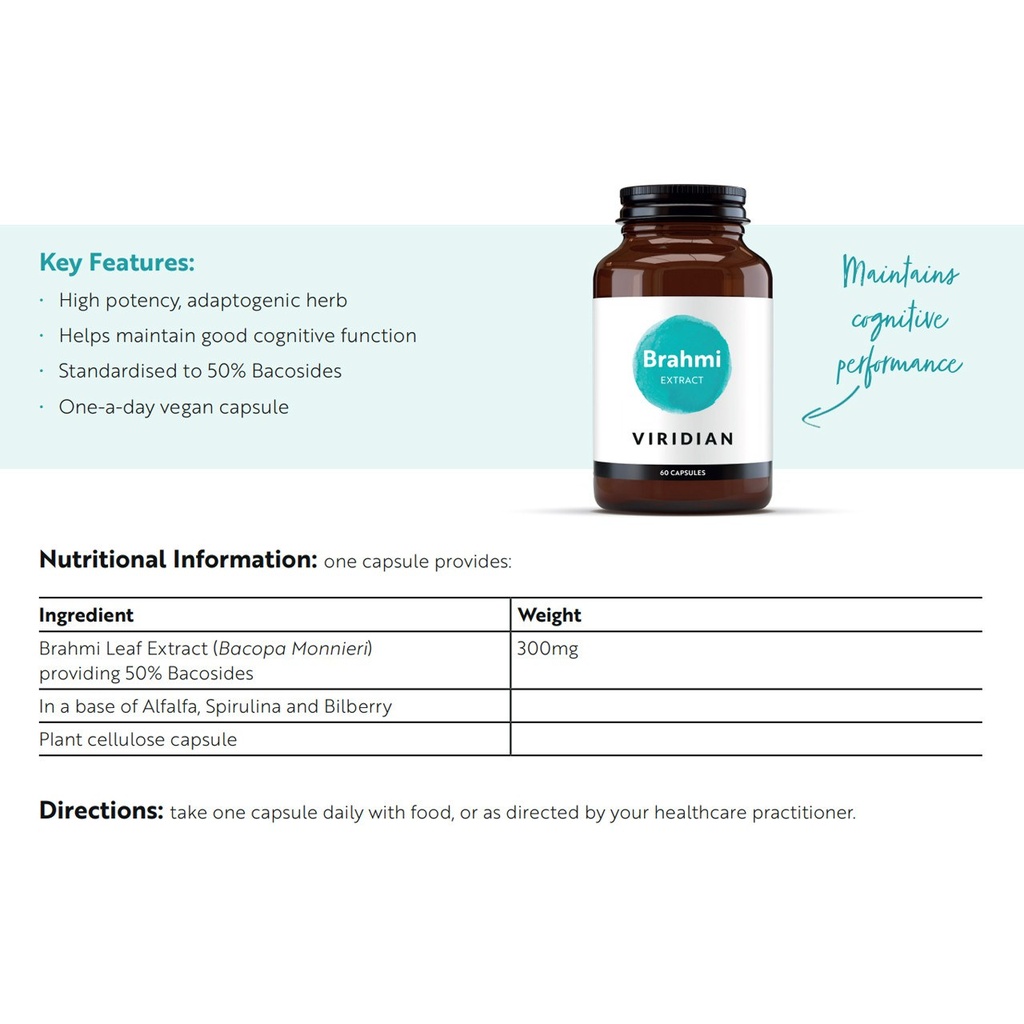[JPR-0846] VIRIDIAN BRAHMI EXTRACT 300MG VCAPS