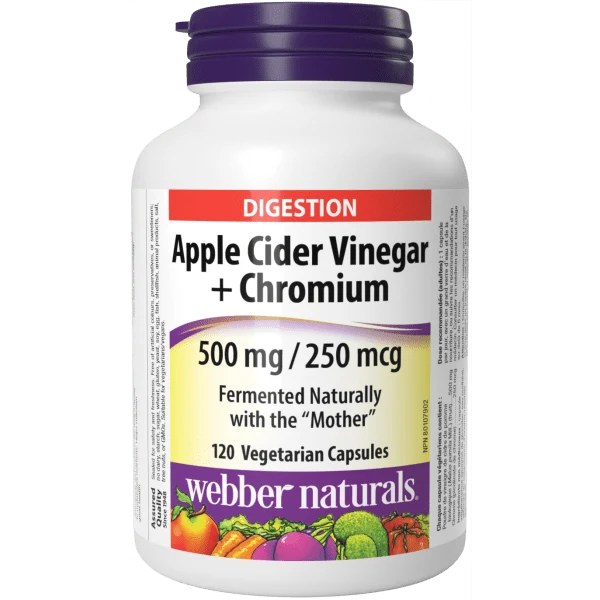[JPR-0928] WEBBER NATURALS APPLE CIDER VINEGAR +CHROMIUM 500MG/250MCG CAPS 120'S