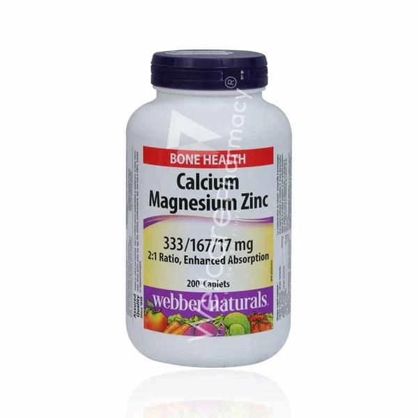 [JPR-0936] WEBBER NATURALS CALCIUM MAGNESIUM ZINC CAPLETS 200'S