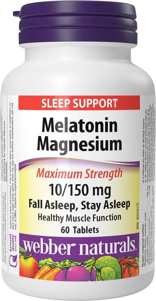 [JPR-0952] WEBBER NATURALS MELATONIN 10MG/MAGNESIUM 150MG TABS 60'S