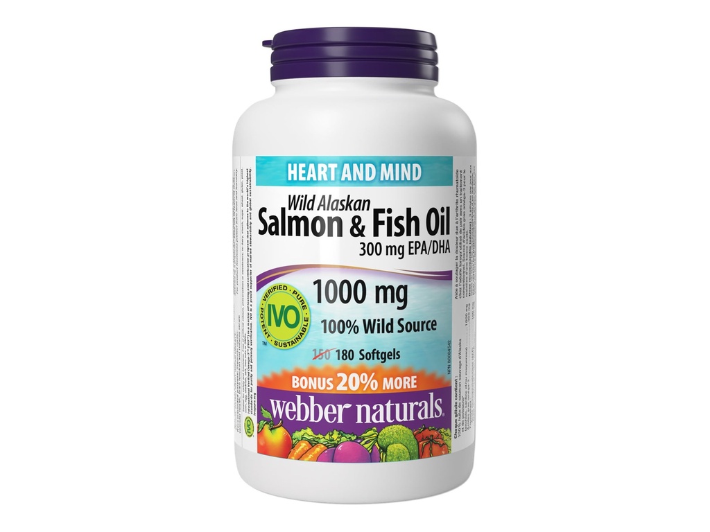 [JPR-0963] WEBBER NATURALS WILD ALASKAN SALMON AND FISH OIL 1000MG SOFTGELS 180'S