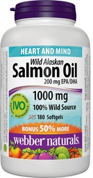 WEBBER NATURALS WILD ALASKAN SALMON AND FISH OIL 1000MG SOFTGELS 120'S